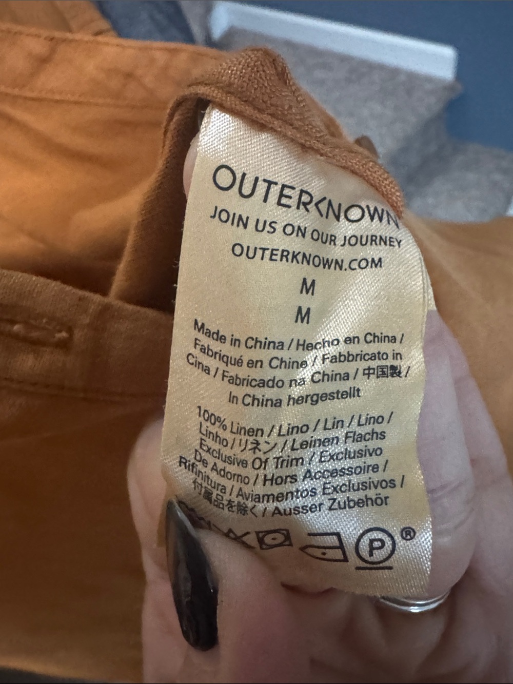 Outerknown Rust Orange Linen Button-Front Jumpsuit - Picture 6 of 7